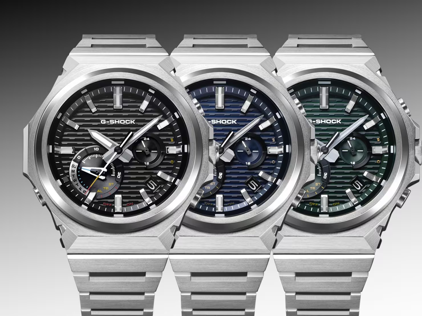 G-STEEL GST-B1000 worn on wrist with suit